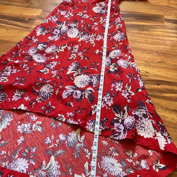 Anthropologie Maeve Red Floral Puff Sleeve Prairie Dress - Picture 11 of 13